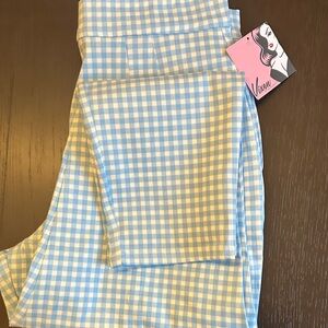 Blue Gingham Cigarette Pants
